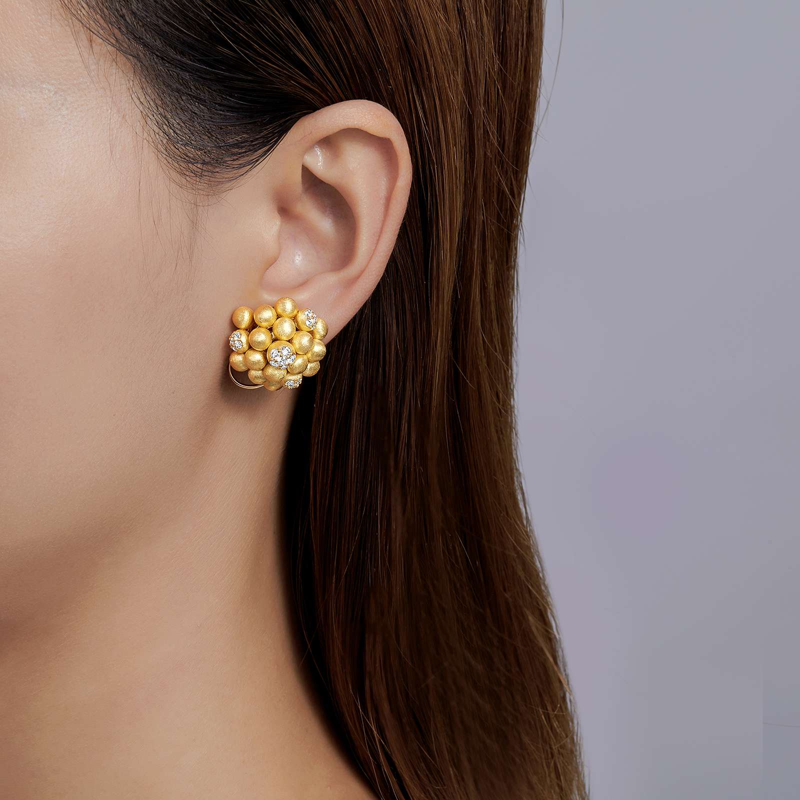 Lassaire Cluster Button Earrings: Elegance in Motion