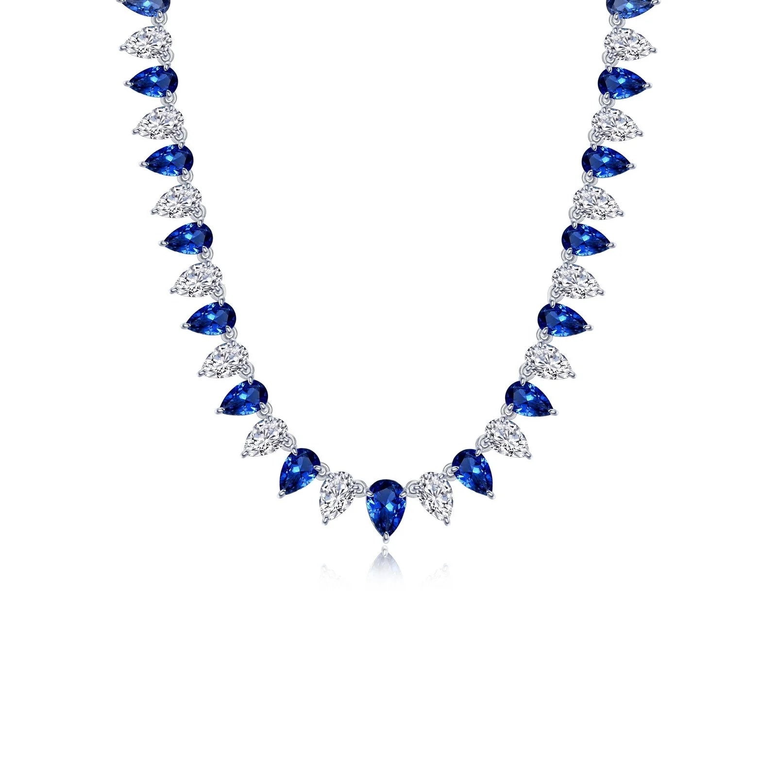 38 CTW Fancy Lab-Grown Sapphire Tennis Choker Necklace: Regal Elegance Redefined