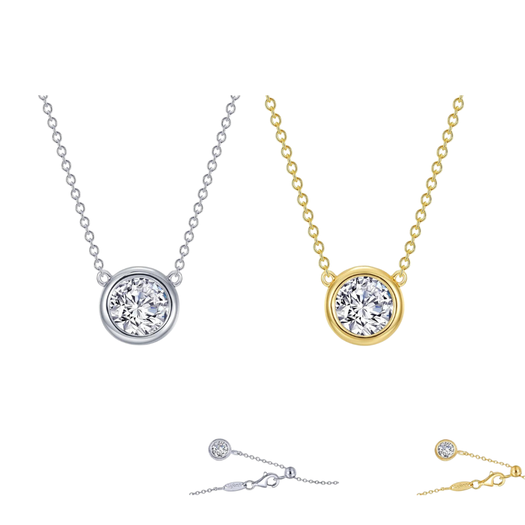 Frameless Solitaire Necklace: A Fusion of Platinum and Gold Brilliance