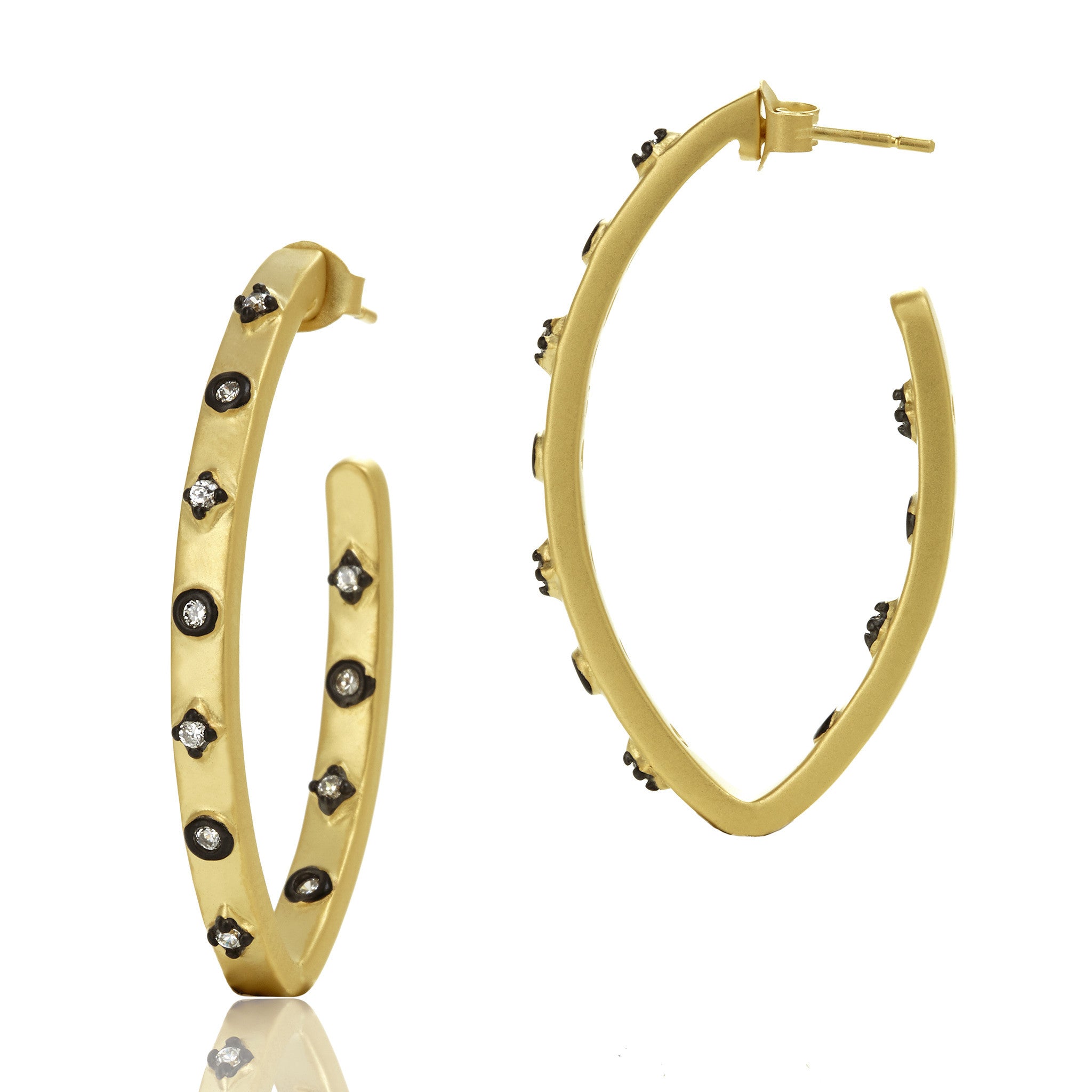 Oval Studded Pointe Hoop Earrings