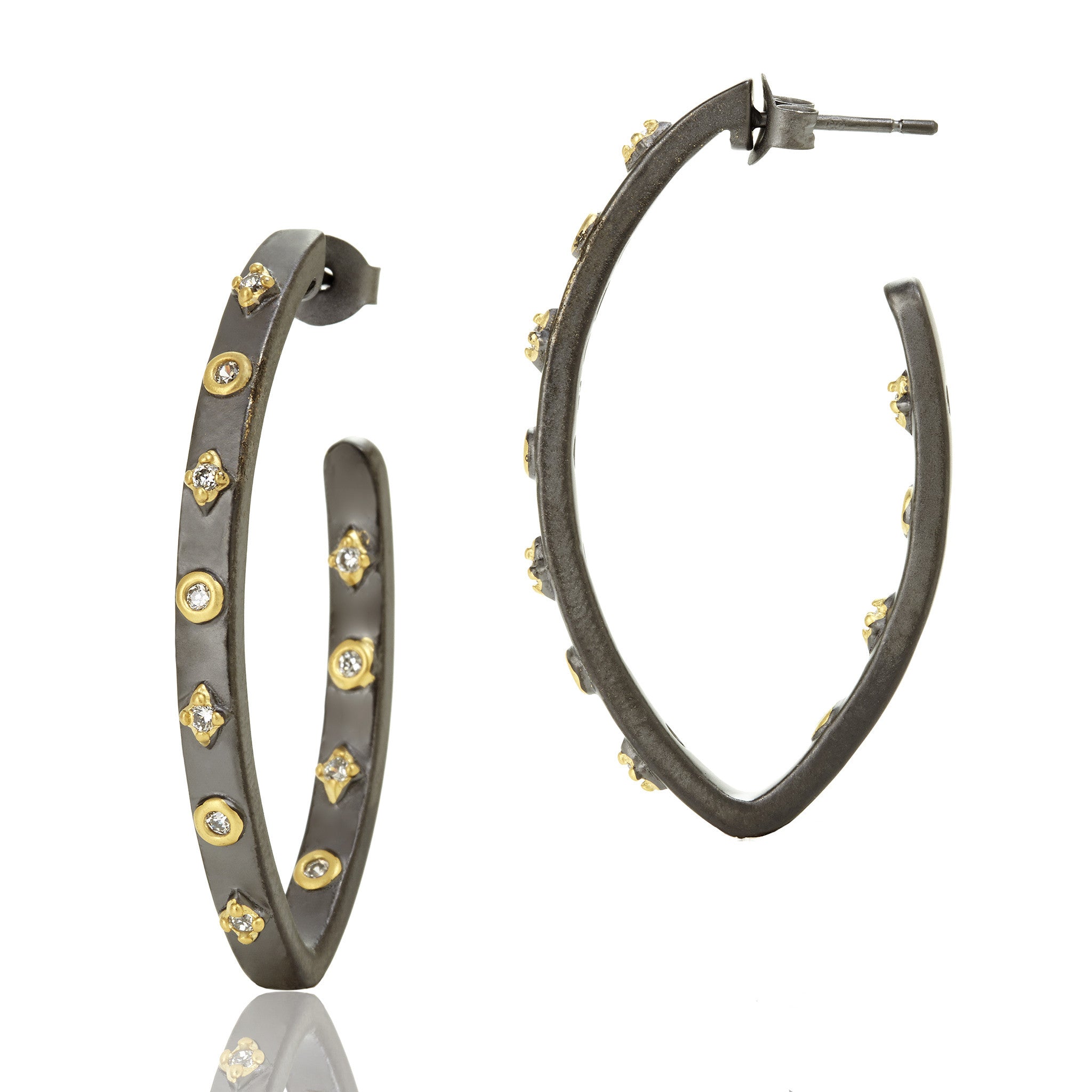 Oval Studded Pointe Hoop Earrings
