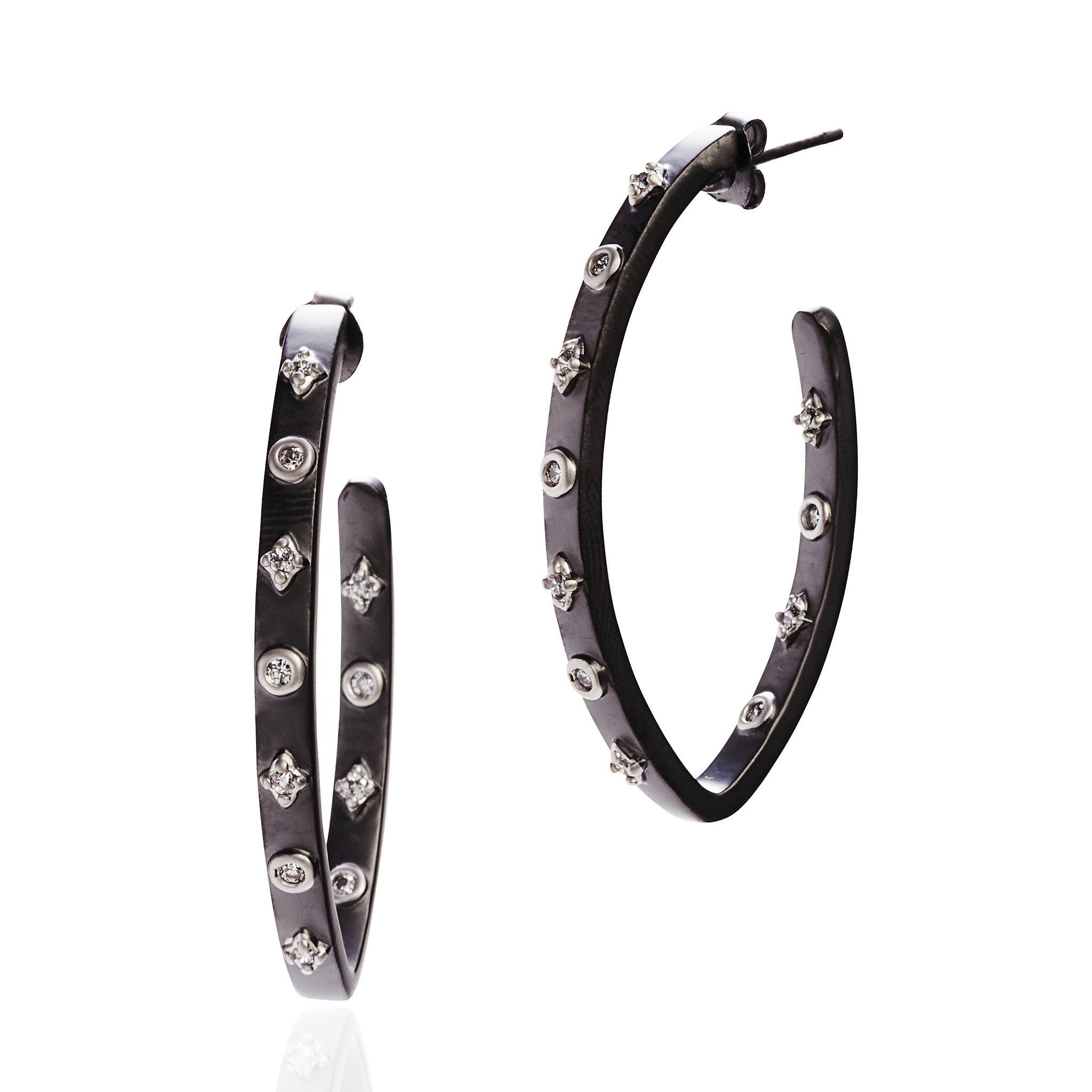Oval Studded Pointe Hoop Earrings