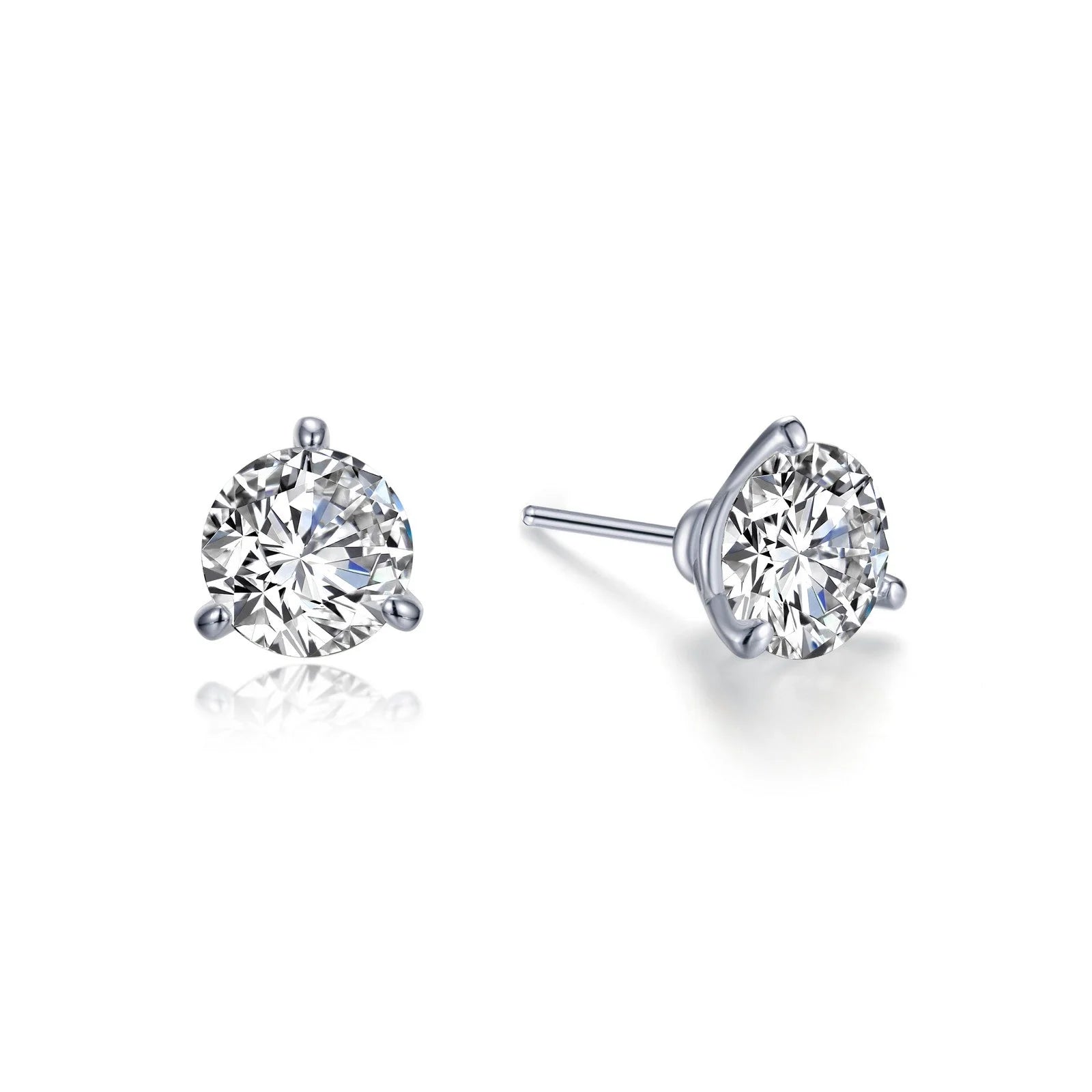 2 Carat Martini Solitaire Stud Earrings in Sterling Silver: Distinctive Elegance