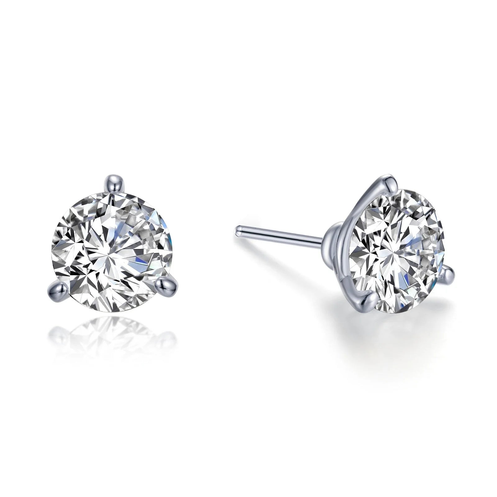 Sterling Silver 4 Carat Martini Solitaire Stud Earrings Unparalleled