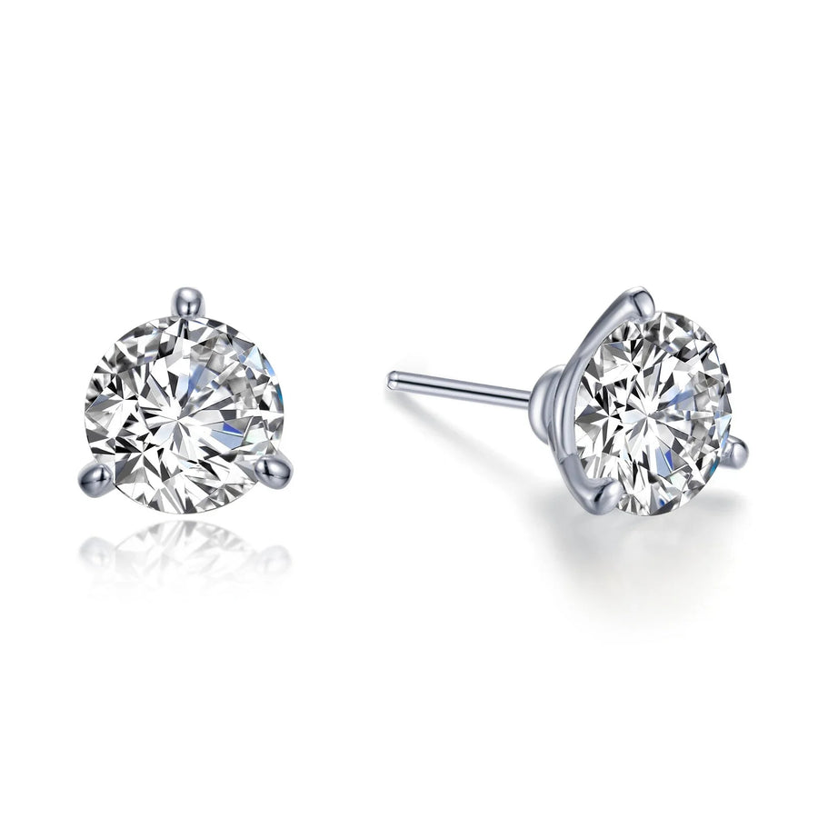 Sterling Silver 4-Carat Martini Solitaire Stud Earrings: Unparalleled Elegance