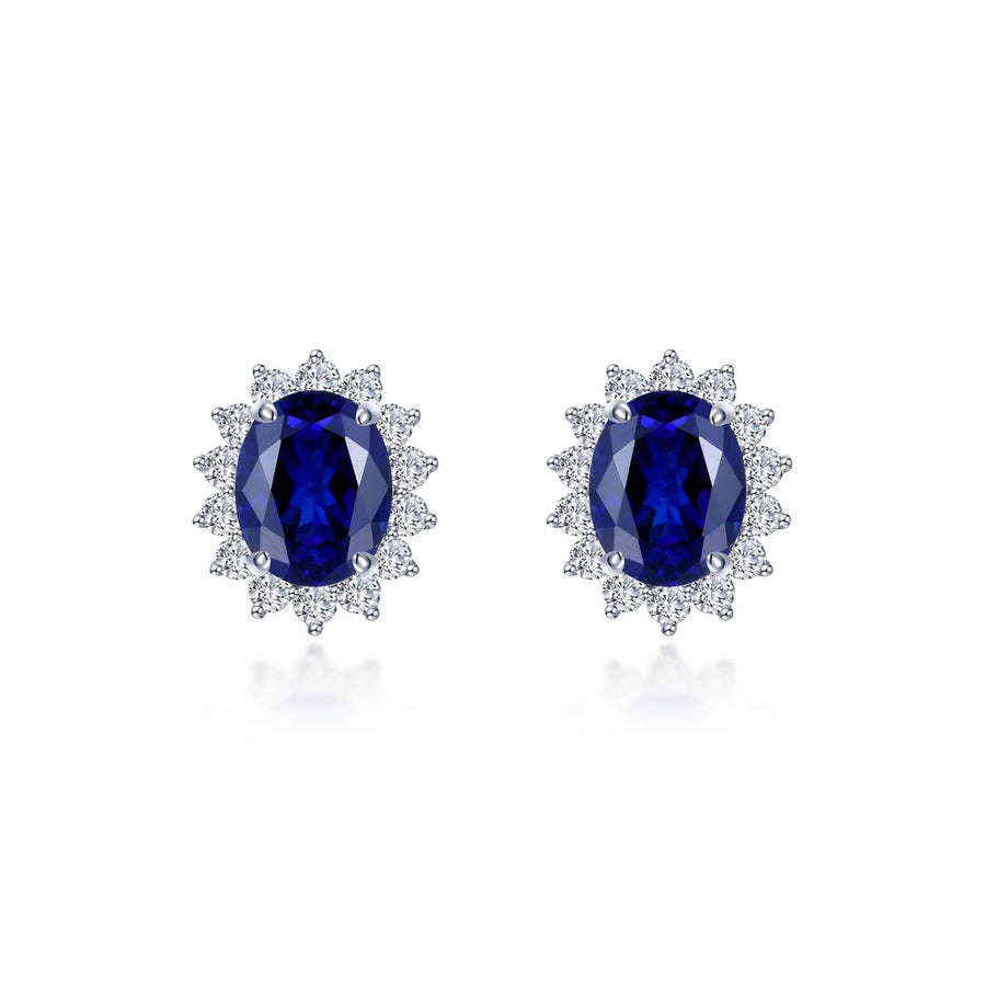 6.2 CTW Blue Sapphire Halo Stud Earrings: A Symphony of Elegance