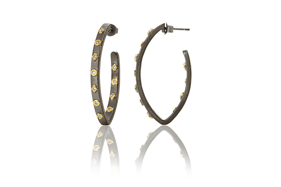 Oval Studded Pointe Hoop Earrings