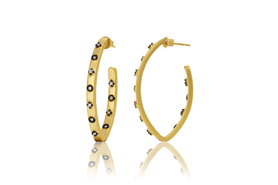 Oval Studded Pointe Hoop Earrings