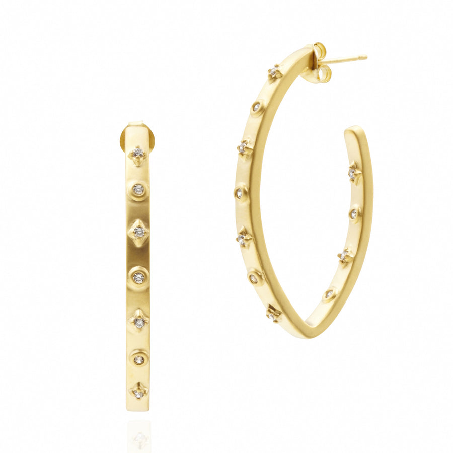 Oval Studded Pointe Hoop Earrings