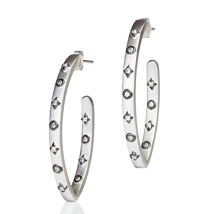 Oval Studded Pointe Hoop Earrings