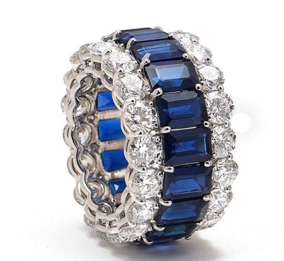 Sterling Silver Blue Sapphire Eternity Band