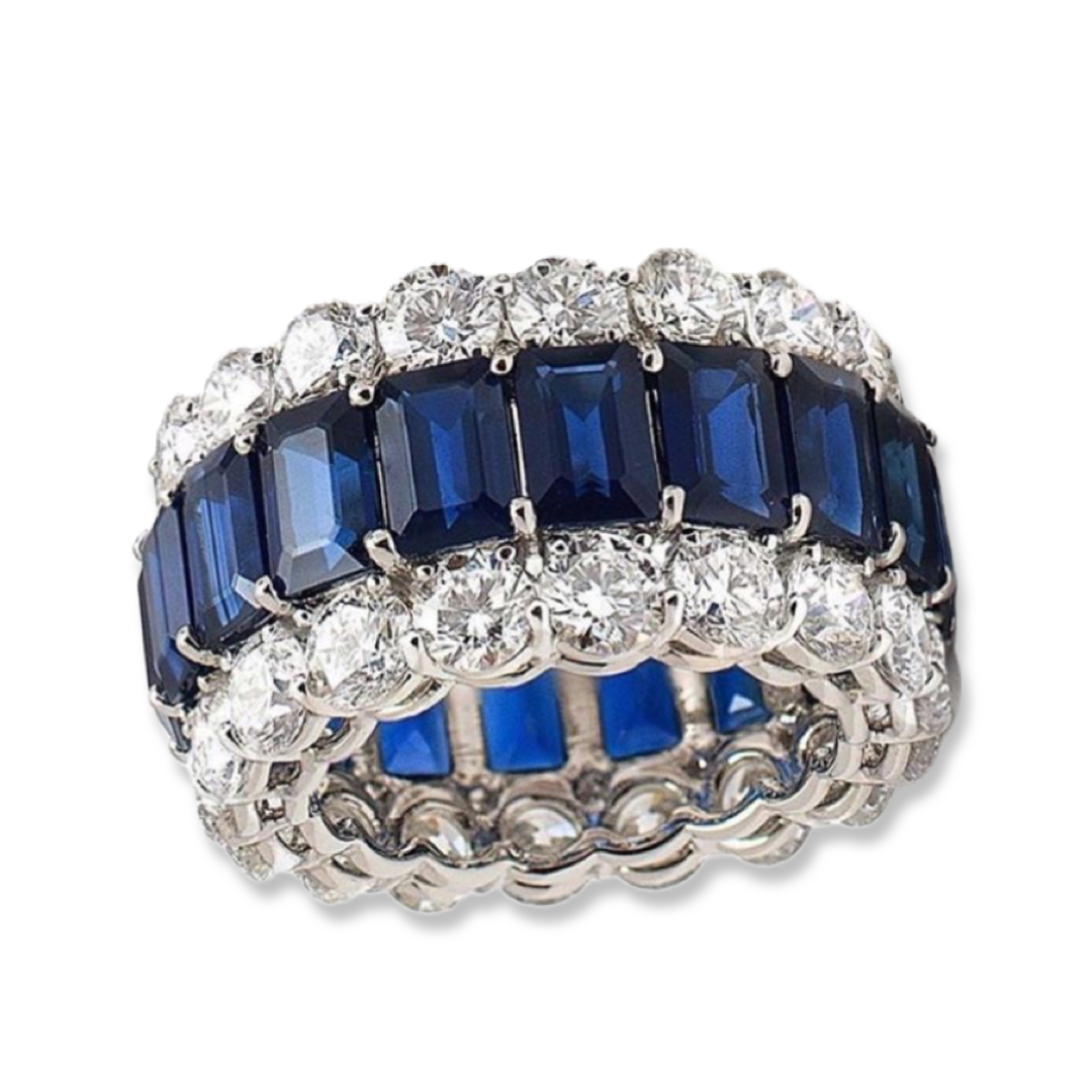 Sterling Silver Blue Sapphire Eternity Band